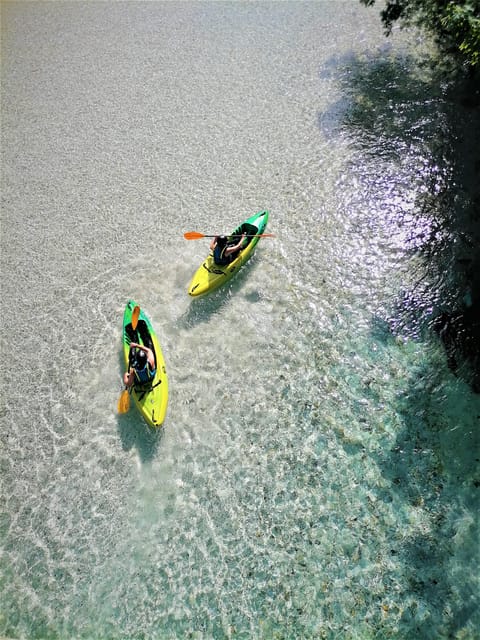 Bovec: Iconic Sit-on-Top Kayak Tour on Soča River +FREEphoto - Swimming in around 10°C water, without turning it into a survival event