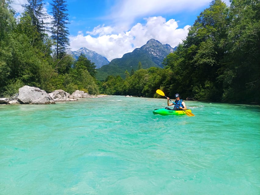 Bovec: Iconic Sit-on-Top Kayak Tour on Soča River +FREEphoto - Seeing Boka waterfall and Mt. Triglav from the river